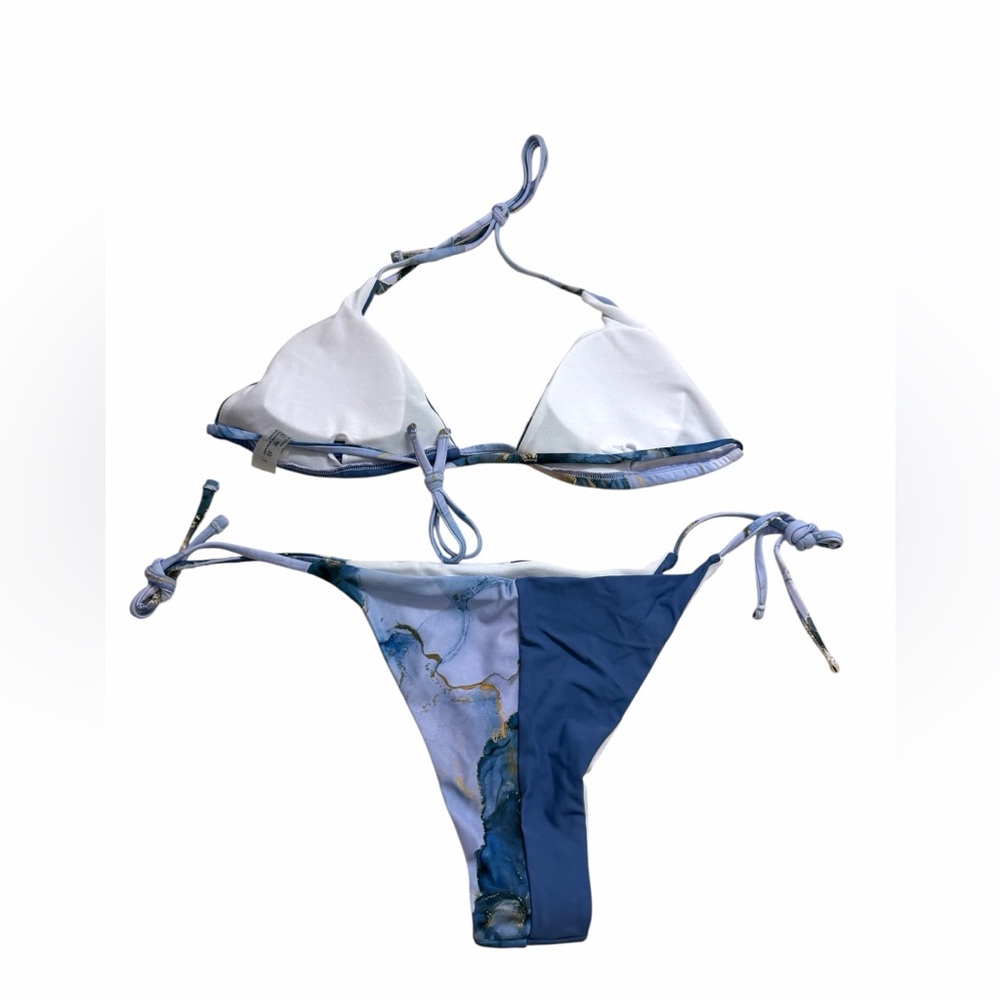 🆕SHEIN - Marble Two-Tone String Bikini - Picture 4 of 6